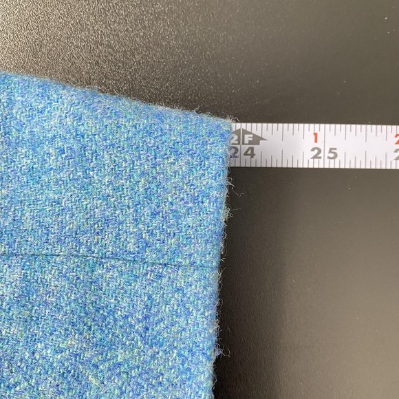 Talbots Blazer Womens 16 Petite Blue Wool Herringbone Tweed Lined Jacket Office - Picture 13 of 15